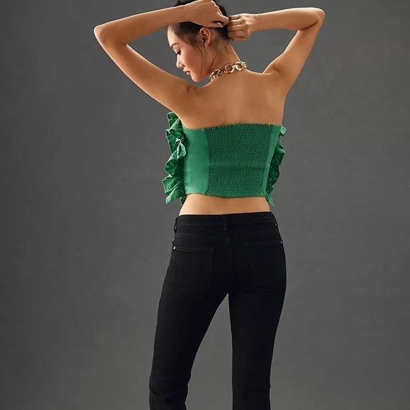 NWT  By Anthropologie Strapless Ruffle Top Large - Picture 6 of 6